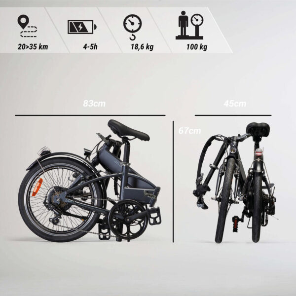 VELO PLIANT A ASSISTANCE ELECTRIQUE TILT 500 GRIS NOIR – Image 3
