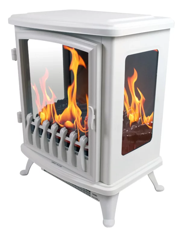 FOYER ÉLECTRIQUE FIRE GLASS – AVEC FLAMME 3D – BLANC – Image 2