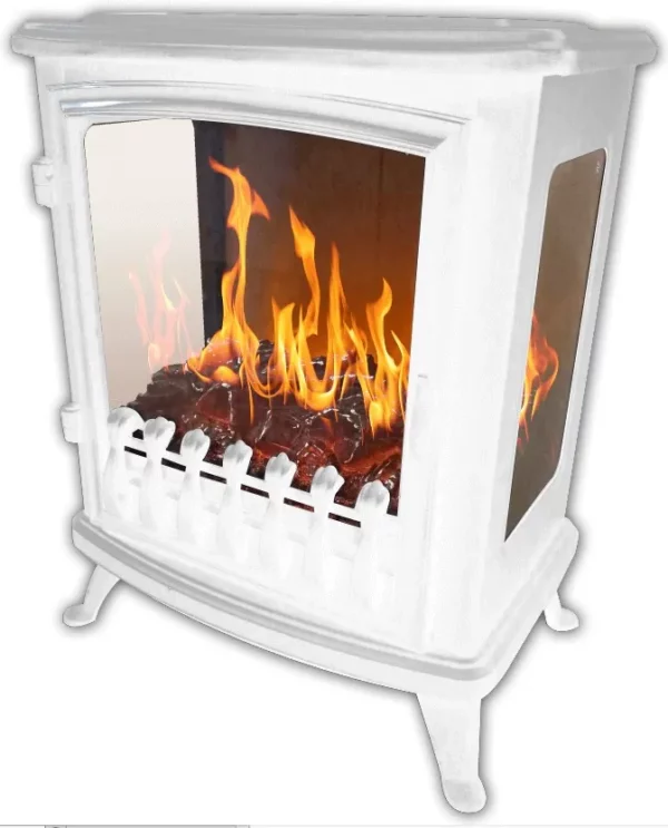 FOYER ÉLECTRIQUE FIRE GLASS – AVEC FLAMME 3D – BLANC – Image 6