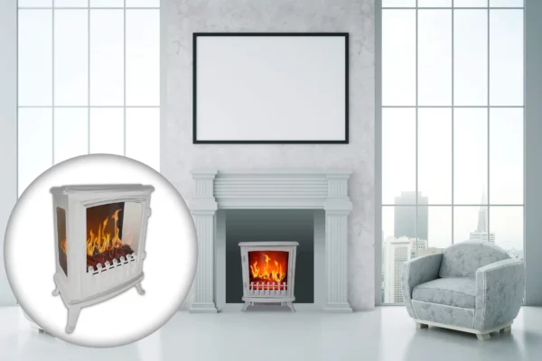 FOYER ÉLECTRIQUE FIRE GLASS – AVEC FLAMME 3D – BLANC – Image 8