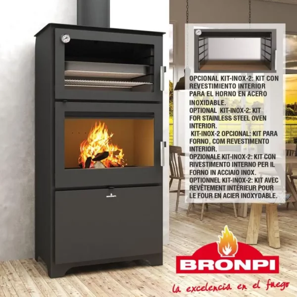 Poêle à bois avec four – BRONPI Murano – L 14 kW – Image 4