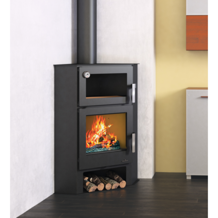 Poêle à bois d’angle avec four – BRONPI Lerma – H 9 kW