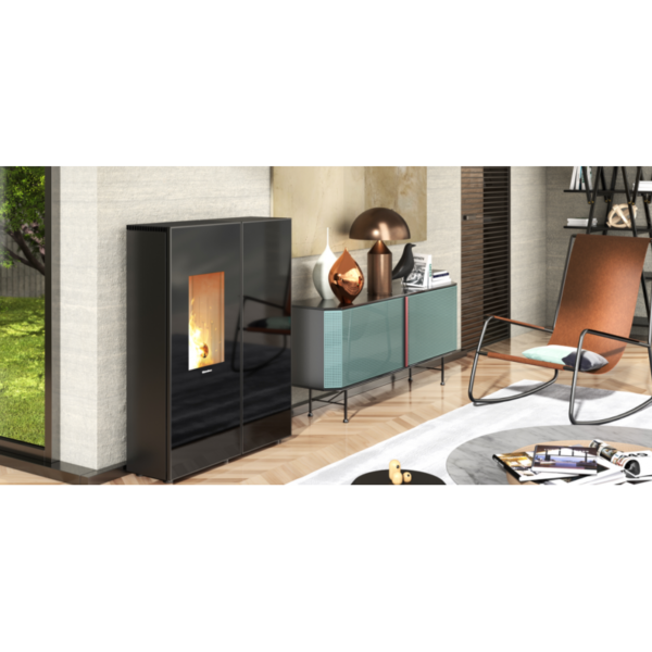 Poêle à granulés ventilé étanche extra-plat canalisable – EXTRAFLAME Sharon Plus CX Crystal 11 kW – Image 4