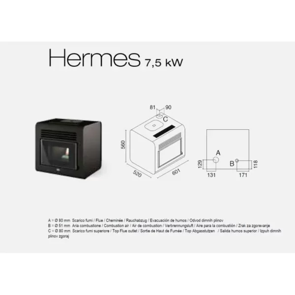 Poêle à granulés ventilé – EVACALOR Hermes 7,5 kW – Image 6