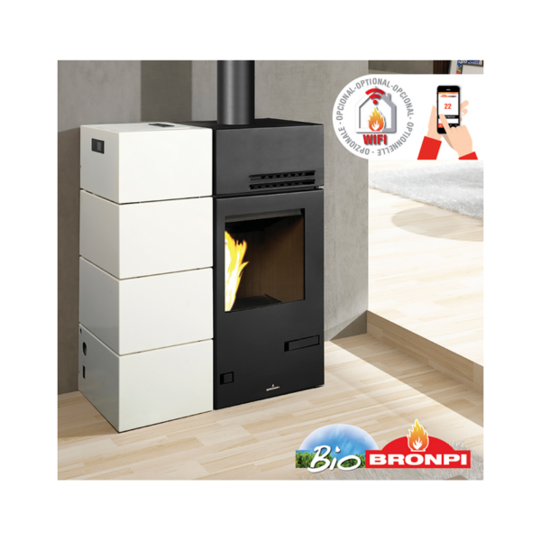 Poêle hybride ventilé bois granules – BRONPI Mixte Carol 15 kW bûches/granulés – Image 4