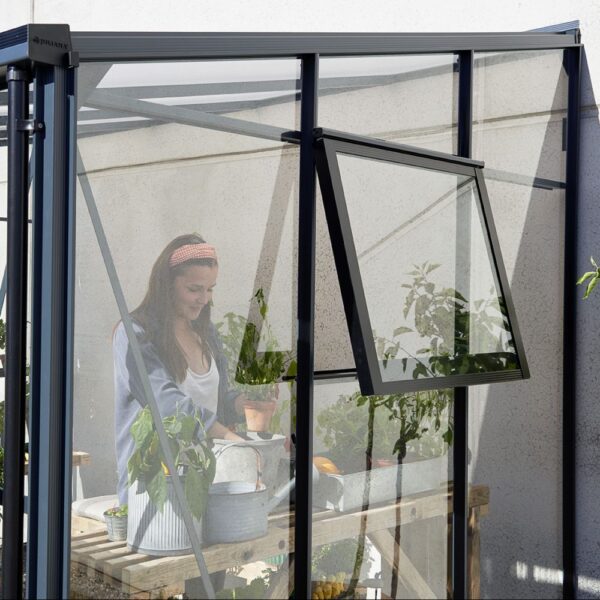 Serre adossée en verre trempé Veranda anthracite 6.6 m² + embase - Juliana – Image 16