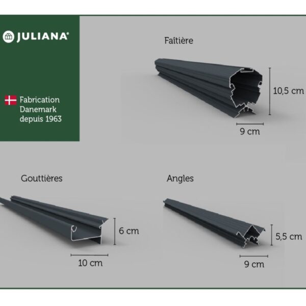 Serre adossée en verre trempé Veranda anthracite 6.6 m² + embase - Juliana – Image 17