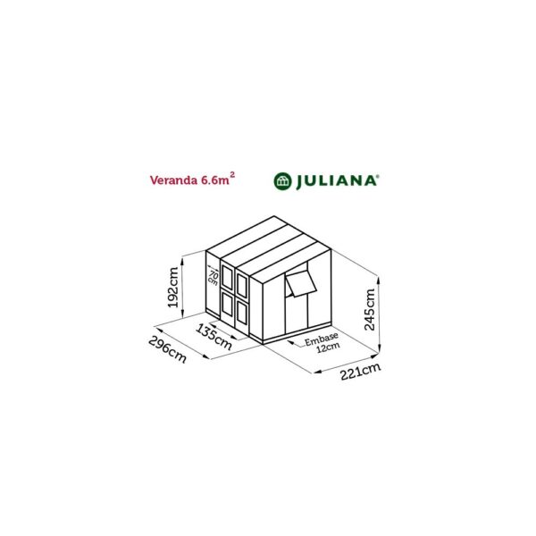 Serre adossée en verre trempé Veranda anthracite 6.6 m² + embase - Juliana – Image 18