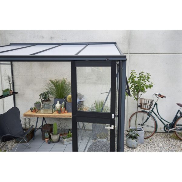 Serre adossée en verre trempé Veranda anthracite 6.6 m² + embase - Juliana – Image 3