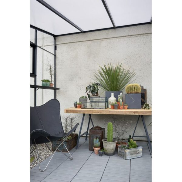 Serre adossée en verre trempé Veranda anthracite 6.6 m² + embase - Juliana – Image 4
