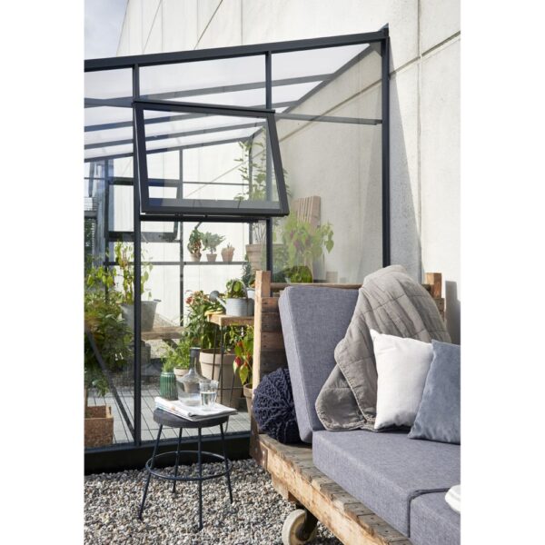 Serre adossée en verre trempé Veranda anthracite 6.6 m² + embase - Juliana – Image 7