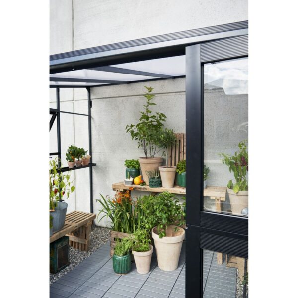 Serre adossée en verre trempé Veranda anthracite 6.6 m² + embase - Juliana – Image 9