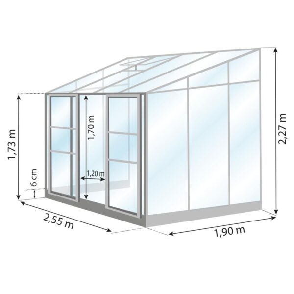 Serre adossée en verre trempé Melissa alu 4,90 m² + embase - Lams – Image 7