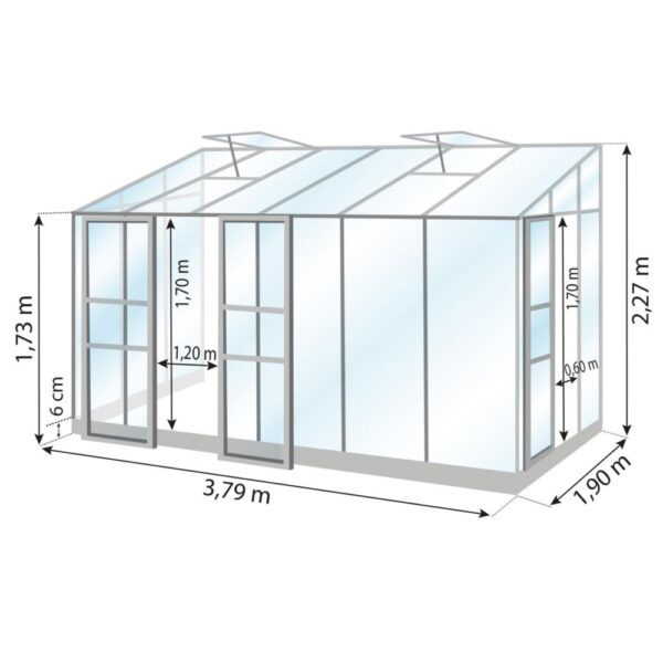 Serre adossée en verre trempé Melissa alu 4,90 m² + embase - Lams – Image 8