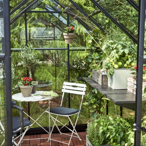 Serre en verre trempé Qube noir 6.40 m² + embase - Halls – Image 11