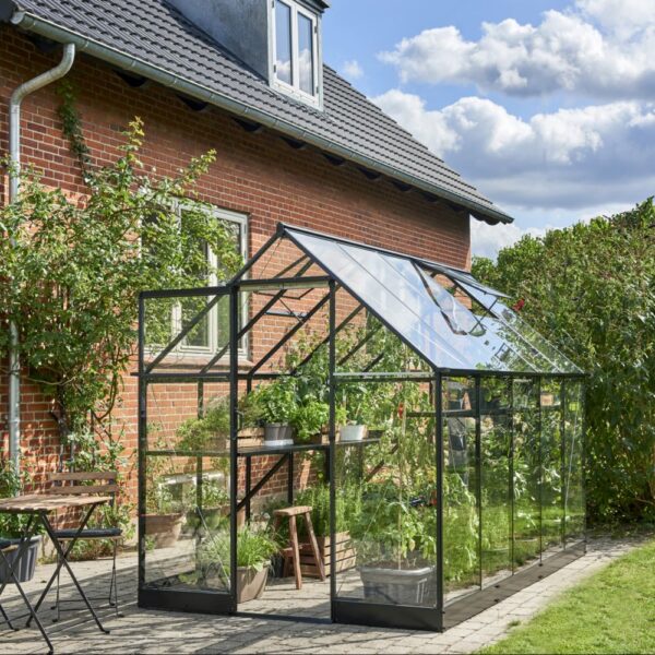 Serre en verre trempé Qube noir 6.40 m² + embase - Halls – Image 5