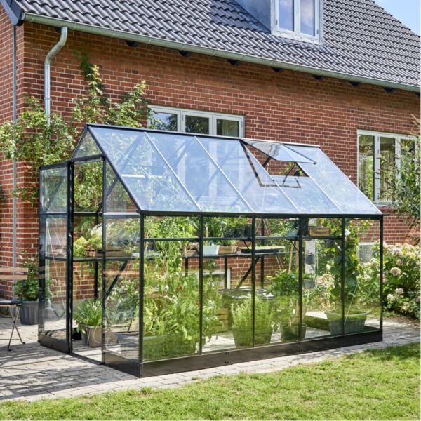 Serre en verre trempé Qube noir 6.40 m² + embase - Halls – Image 6