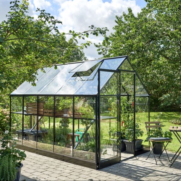 Serre en verre trempé Qube noir 6.40 m² + embase - Halls – Image 7