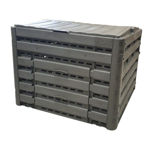 Composteur BELLIJARDIN Compost' Wood 400L taupe imitation bois