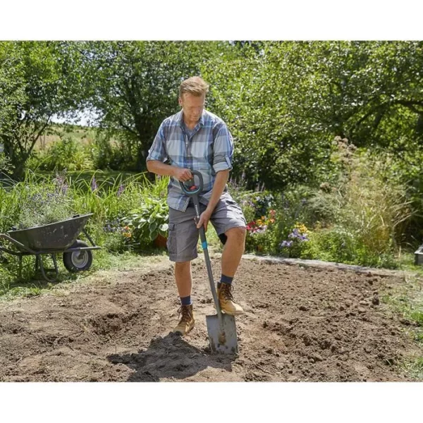Bêche Télescopique Ergoline: Bêche de Jardin en Acier pour Bêcher et Creuser, avec Repose-Pieds et Manche Ergonomique, Poignée en D – Image 3