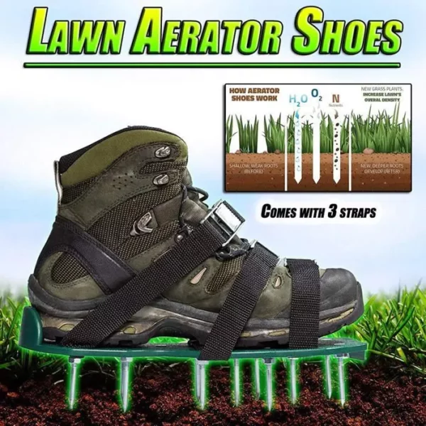 Chaussures D'aérateur De Pelouse avec Lacet Jardin Yard Grass Cultivator Scarification Spiked Tool Chaussures De Sol en Vrac, T A375 – Image 2