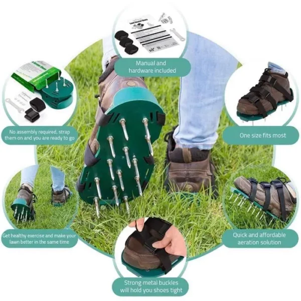 Chaussures D'aérateur De Pelouse avec Lacet Jardin Yard Grass Cultivator Scarification Spiked Tool Chaussures De Sol en Vrac, T A375 – Image 3