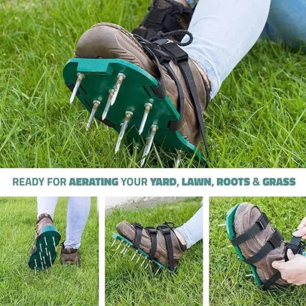 Chaussures D'aérateur De Pelouse avec Lacet Jardin Yard Grass Cultivator Scarification Spiked Tool Chaussures De Sol en Vrac, T A375 – Image 4
