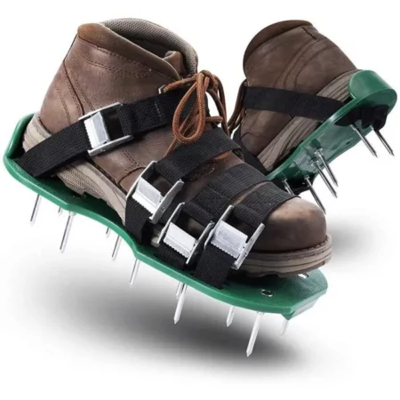 Chaussures D'aérateur De Pelouse avec Lacet Jardin Yard Grass Cultivator Scarification Spiked Tool Chaussures De Sol en Vrac, T A375