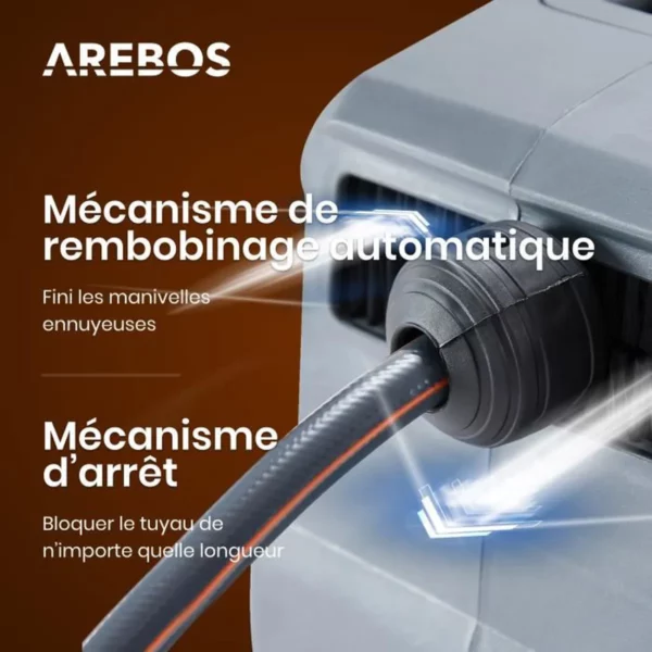 AREBOS Enrouleur de tuyau d'arrosage automatique de 30 m – Image 3
