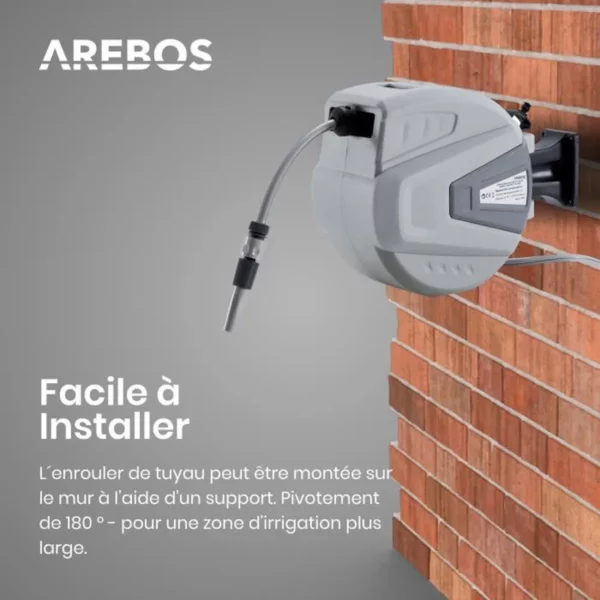AREBOS Enrouleur de tuyau d'arrosage automatique de 30 m – Image 3