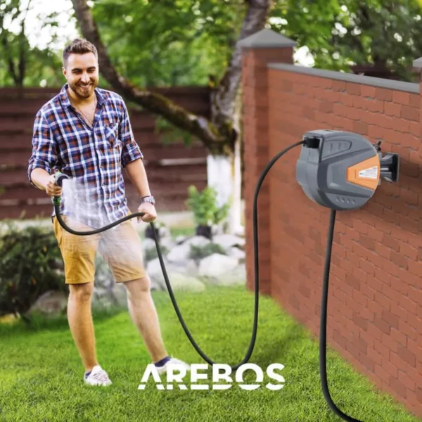 AREBOS Enrouleur de tuyau d'arrosage automatique de 30 m – Image 5