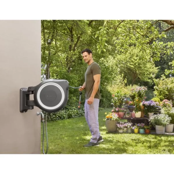 GARDENA Dévidoir automatique mural RollUp® L liseret blanc – Longueur 30m – Ø13mm – Kit complet – Garantie 5 ans (18627-20) – Image 5