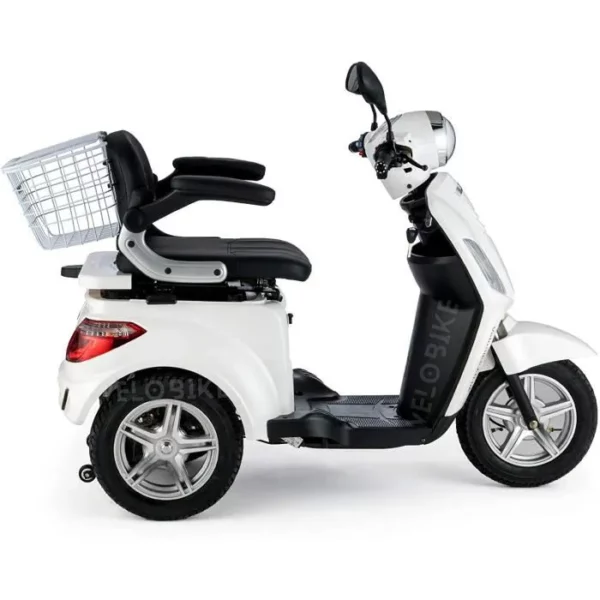 VELECO Tricycle électrique Mobilité/Loisirs Scooter Senior Handicapé Affichage numérique Panier (Blanc) – Image 3