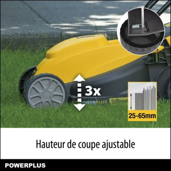 Powerplus Tondeuse Gazon et Coupe-Bordure Électrique POWXG6212T - Tondeuse à Gazon 1300W & 32 mm Ø et Coupe-Bordures 250W & 220mm Ø – Image 3