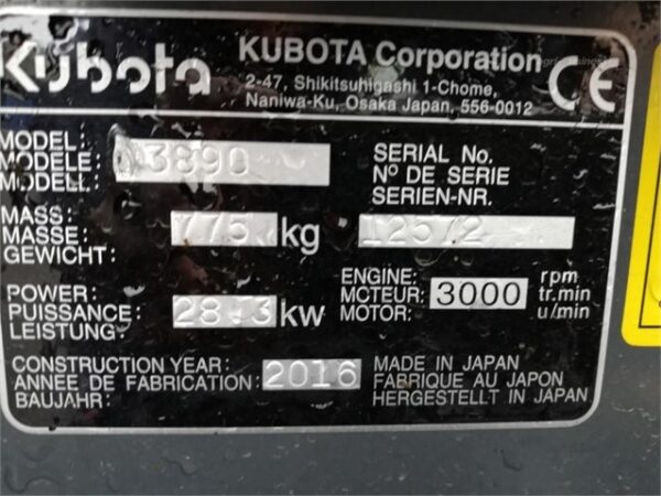 Tondeuse Autoportée KUBOTA F3890 2017 – Image 10